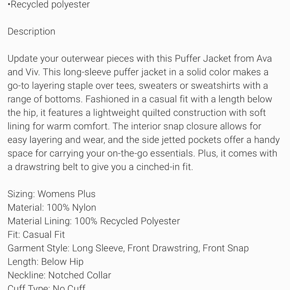 Women's Plus Size Puffer Jacket - Ava & Viv Berry Red - Picture 6 of 8
